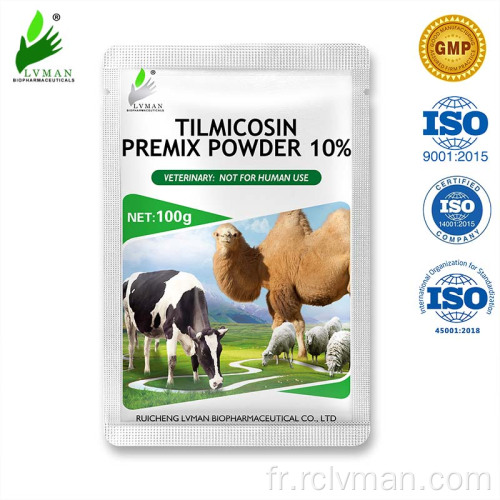 10% de poudre de tilmicosine 100g pour une utilisation animale uniquement